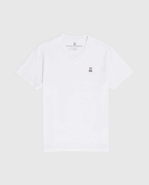 Tees Psycho Bunny Classic V Neck Tee Blanche Homme | GWO-03726708